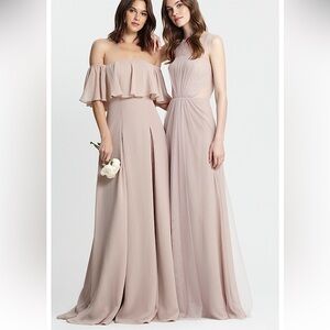 Monique Lhuillier Savannah Strapless Maxi Dress Gown Bridesmaids Formal Pink New